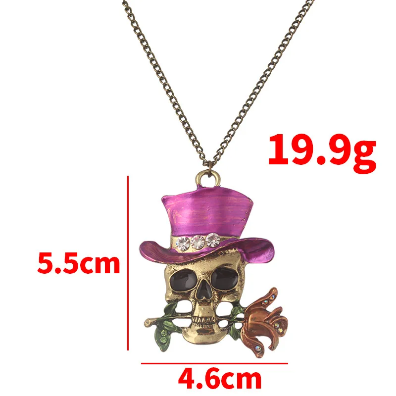 Exquisite Halloween Female Magician Rose Flower Skull Necklace for Woman Clown Horror Pendant Chain Jewelry Gift
Exquisite Halloween Female Magician Rose Flower Skull Necklace for Woman Clown Horror Pendant Chain Jewelry Gift