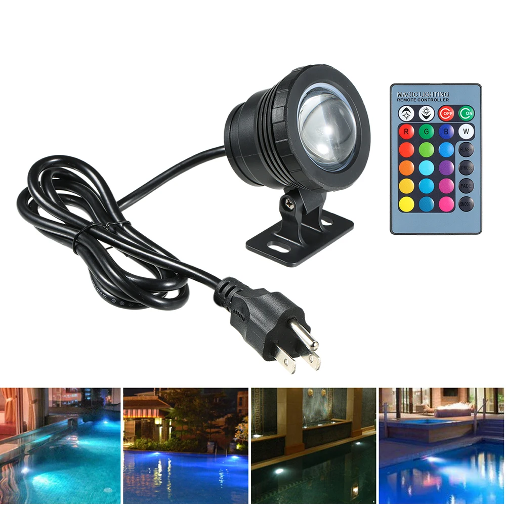 

20 Вт RGB светодиодный подводный светильник, водонепроницаемый IP65 фонтан бассейн пруды аквариумный бак лампа 16 цветов + пульт дистанционного ...