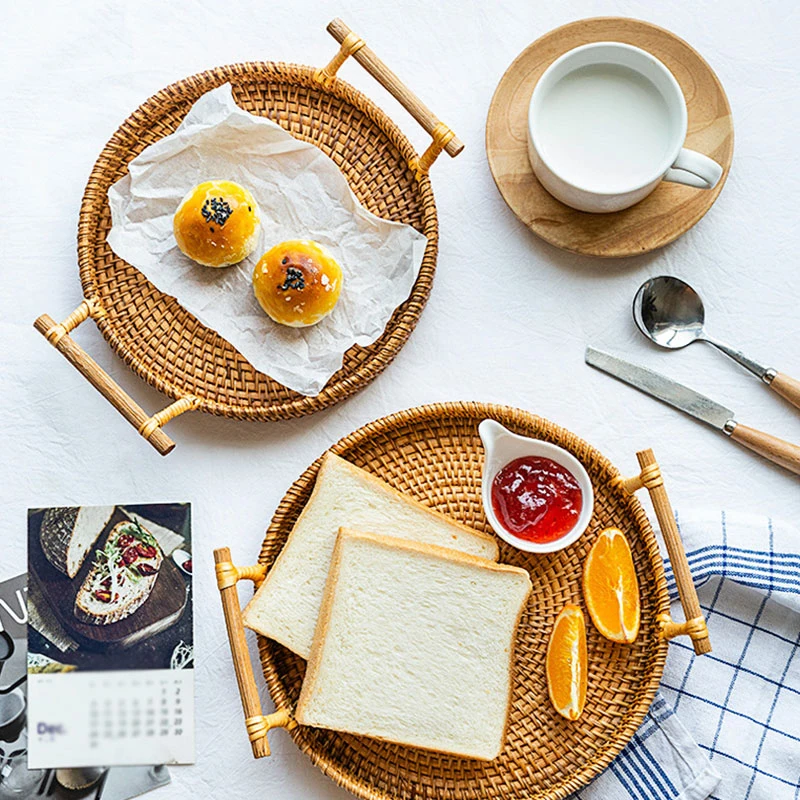 Fruit Plate Handicrafts Round Basket Durable Useful Anti-Scald Rattan Tray Storage Tray Handle Hand-Woven Rattan Wicker Basket
Fruit Plate Handicrafts Round Basket Durable Useful Anti-Scald Rattan Tray Storage Tray Handle Hand-Woven Rattan Wicker Basket