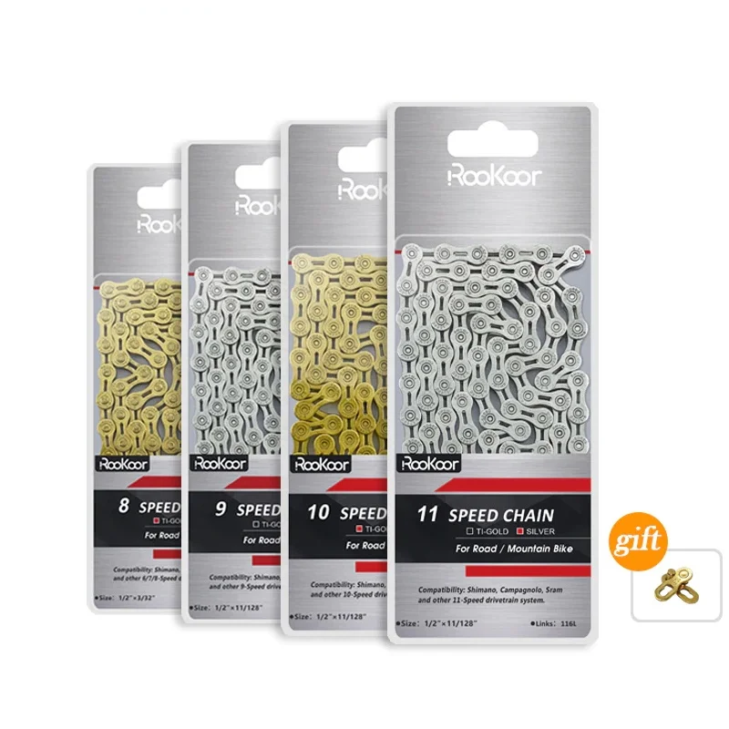 Bicycle Chain 6 7 8 9 10 11 Speed Velocidade Titanium Plated TI Gold Silver Mountain Road Bike MTB Chains Part 116 Links
Bicycle Chain 6 7 8 9 10 11 Speed Velocidade Titanium Plated TI Gold Silver Mountain Road Bike MTB Chains Part 116 Links