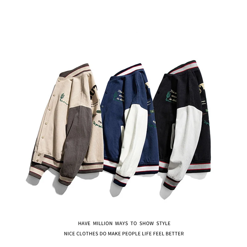 2021 New Autumn Patchwork Old School Embroid Letter Baseball Jacket Women's Bomber Coat Unisex Men's Varsity Jacket Couple Chic
2021 New Autumn Patchwork Old School Embroid Letter Baseball Jacket Women's Bomber Coat Unisex Men's Varsity Jacket Couple Chic