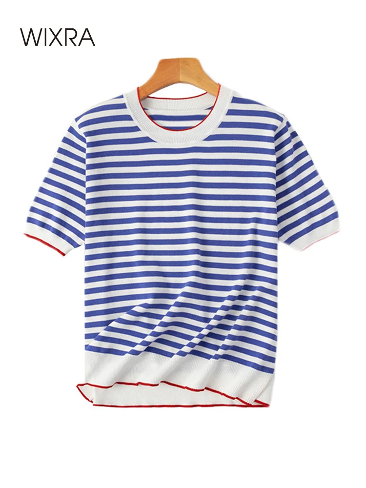 Wixra Women Knitted O-Neck Striped Print Short Sleeve Basic Summer Casual T-Shirt 2021 New Fashion Pullover Top
Wixra Women Knitted O-Neck Striped Print Short Sleeve Basic Summer Casual T-Shirt 2021 New Fashion Pullover Top