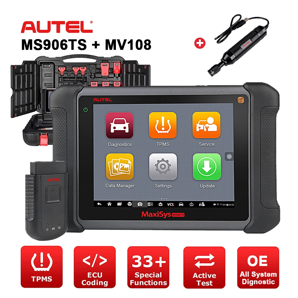 Autel MS906TS with MV108 Full TPMS Functions Bi-Directional Diagnostic Scanner Sensor Programming Tool with ECU Coding Car Tool
Autel MS906TS with MV108 Full TPMS Functions Bi-Directional Diagnostic Scanner Sensor Programming Tool with ECU Coding Car Tool