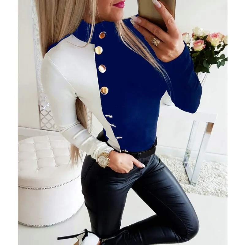 2020 New Autumn Winter Fashion Shirts Sexy Long Sleeve Colorblock High-Neck Dottoming Pullover Bodycon Tops Woman Stretch Blouse
2020 New Autumn Winter Fashion Shirts Sexy Long Sleeve Colorblock High-Neck Dottoming Pullover Bodycon Tops Woman Stretch Blouse