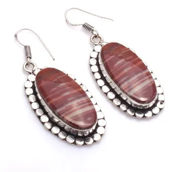 Genuine Agate Silver Overlay on Copper Earrings, 54 mm , E6347 
Genuine Agate Silver Overlay on Copper Earrings, 54 mm , E6347