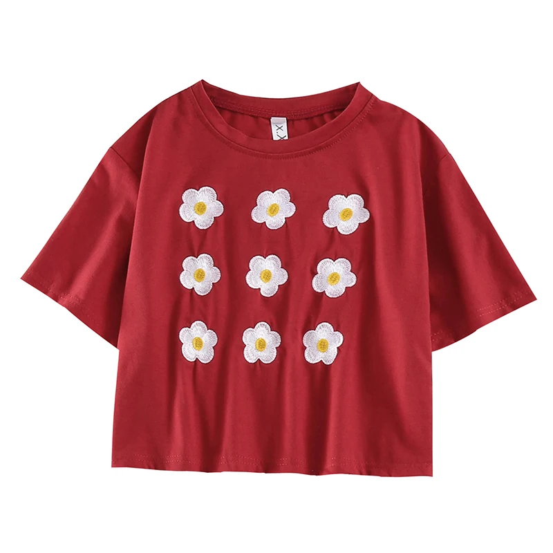 Bare Midriff High Waist Short-Sleeved T-shirt Female Ins Popular Net Red 2021 Summer New Flower Embroidery Short Top Student
Bare Midriff High Waist Short-Sleeved T-shirt Female Ins Popular Net Red 2021 Summer New Flower Embroidery Short Top Student