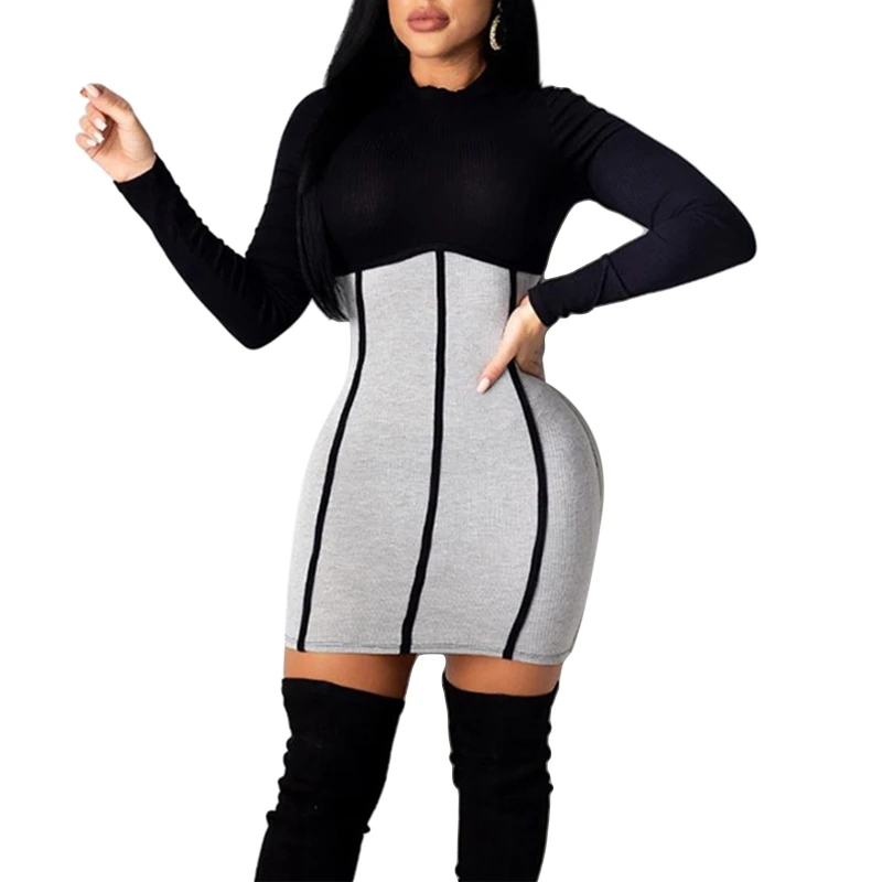 Women Sexy Long Sleeve Turtleneck Bodycon Mini Dress Contrast Color Stripes Patchwork Ribbed Knitted High Waist Clubwear
Women Sexy Long Sleeve Turtleneck Bodycon Mini Dress Contrast Color Stripes Patchwork Ribbed Knitted High Waist Clubwear