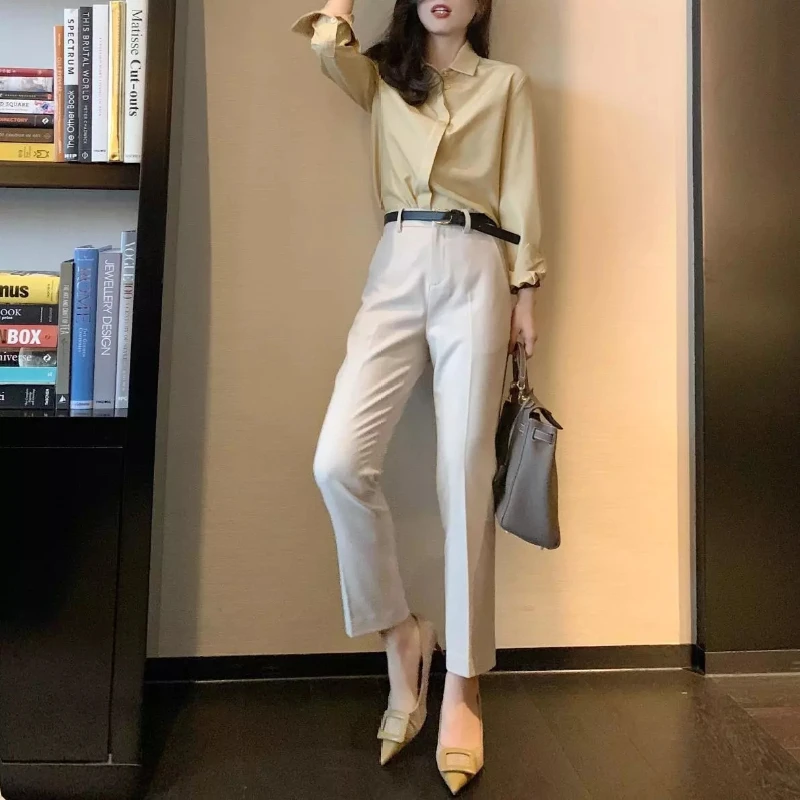 Spring Autumn Women's Pants Straight High Waist Office Ladies Solid Pockets Zipper Ankle-Length Suit Harem Pants
Spring Autumn Women's Pants Straight High Waist Office Ladies Solid Pockets Zipper Ankle-Length Suit Harem Pants
