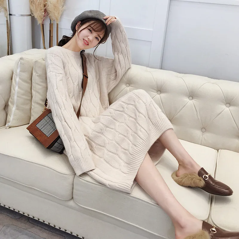 2018 New Winter And Autumnn Thickening Women Sweater Long Dress Loose Turtleneck Fashion Long Knitted Dress
2018 New Winter And Autumnn Thickening Women Sweater Long Dress Loose Turtleneck Fashion Long Knitted Dress