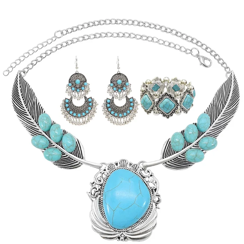 Vintage Blue Stone Turquoises Choker Necklaces Earrings Bracelets Sets for Women Boho Ethnic Party Tribal Turkish Jewelry Gift
Vintage Blue Stone Turquoises Choker Necklaces Earrings Bracelets Sets for Women Boho Ethnic Party Tribal Turkish Jewelry Gift