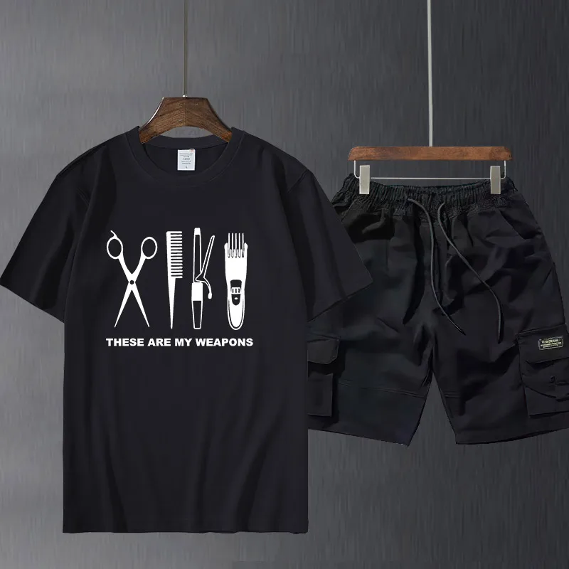 Men's short sleeve suit pants Brand Clothing Summer Fashion Hairdresser T Shirt Men Short Sleeve Cotton Barber Weapons T-shirt T
Men's short sleeve suit pants Brand Clothing Summer Fashion Hairdresser T Shirt Men Short Sleeve Cotton Barber Weapons T-shirt T