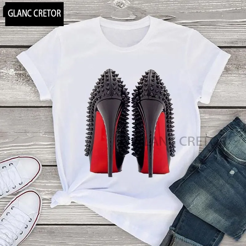 2021 Summer Short Sleeve Tee Shirt Femme Clothing Fashion Women Tshirt High Heel Shoes White T Shirt Tops Print Tshirt Female
2021 Summer Short Sleeve Tee Shirt Femme Clothing Fashion Women Tshirt High Heel Shoes White T Shirt Tops Print Tshirt Female