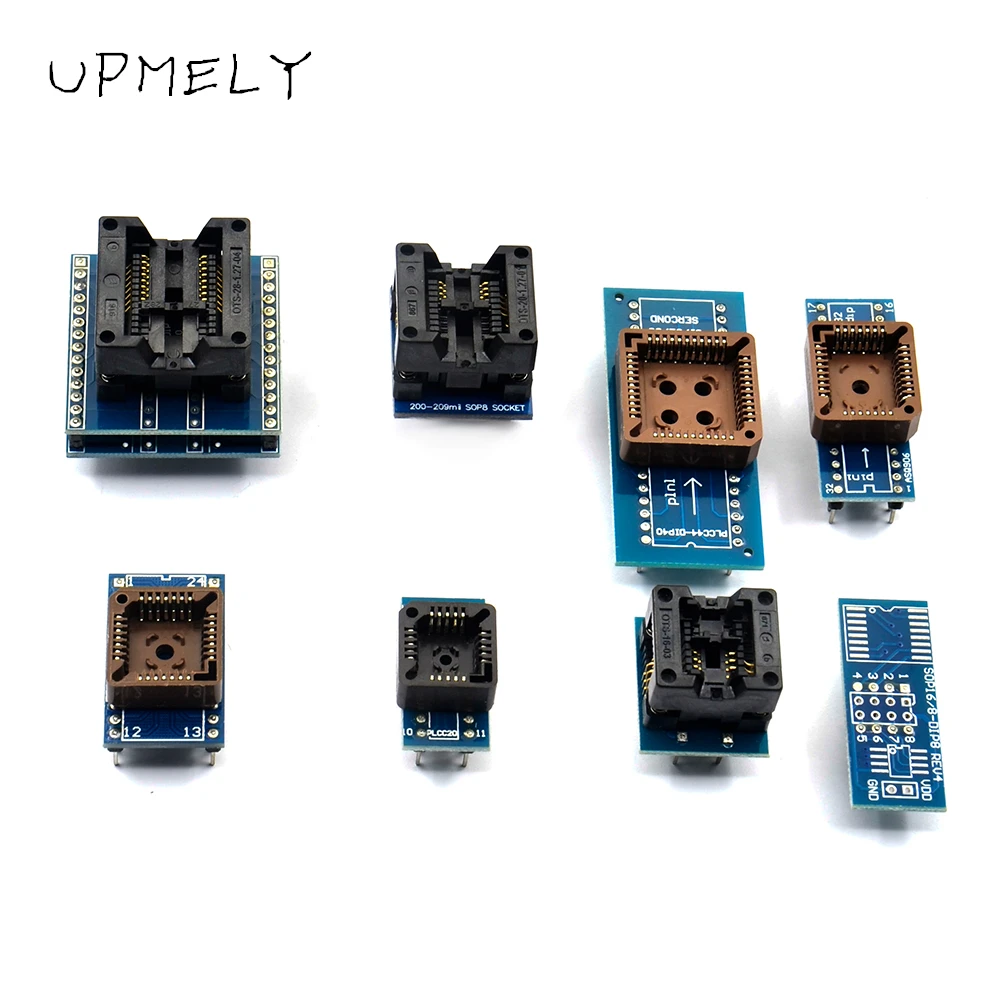 UPMELY Programmer Adapters*8 Socket Kit SOP8+SOP16 +PLCC32 +PLCC44 for TL866CS TL866A RT809H Compiler Special Clip Smart Chips
UPMELY Programmer Adapters*8 Socket Kit SOP8+SOP16 +PLCC32 +PLCC44 for TL866CS TL866A RT809H Compiler Special Clip Smart Chips