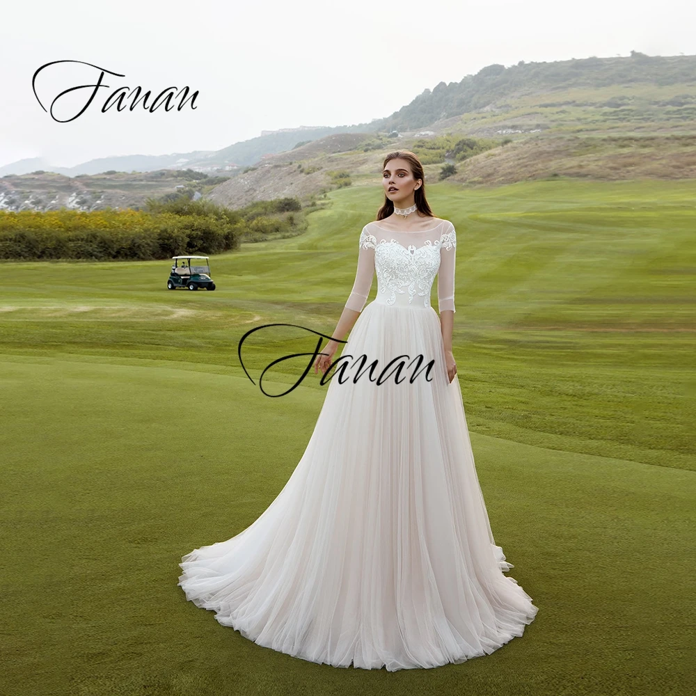 Scoop Neck Three Quarter Sleeve A-Line Wedding Dresses Backless Lace Appliques Organza Bridal Prom Gown Свадебное платье
Scoop Neck Three Quarter Sleeve A-Line Wedding Dresses Backless Lace Appliques Organza Bridal Prom Gown Свадебное платье