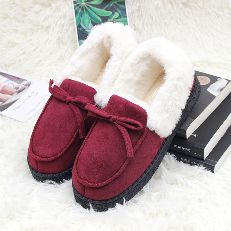 Women Cotton Slippers Home Full Fur Winter Warm Plush Bedroom Non-slip Couples Shoes Indoor Ladies Furry | Обувь