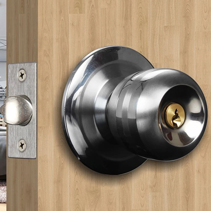 

Aluminum Alloy Round Door Knobs Rotation Lock Knobset Handle Metal Door Knob With Key for Bedrooms Living Rooms Bathrooms