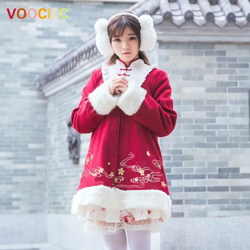 Sweet 2020 New Year New Year Tops Chinese Wind Woolen Embroidery Buckle Retro Japanese Jacket Spot lolita new year coat
Sweet 2020 New Year New Year Tops Chinese Wind Woolen Embroidery Buckle Retro Japanese Jacket Spot lolita new year coat