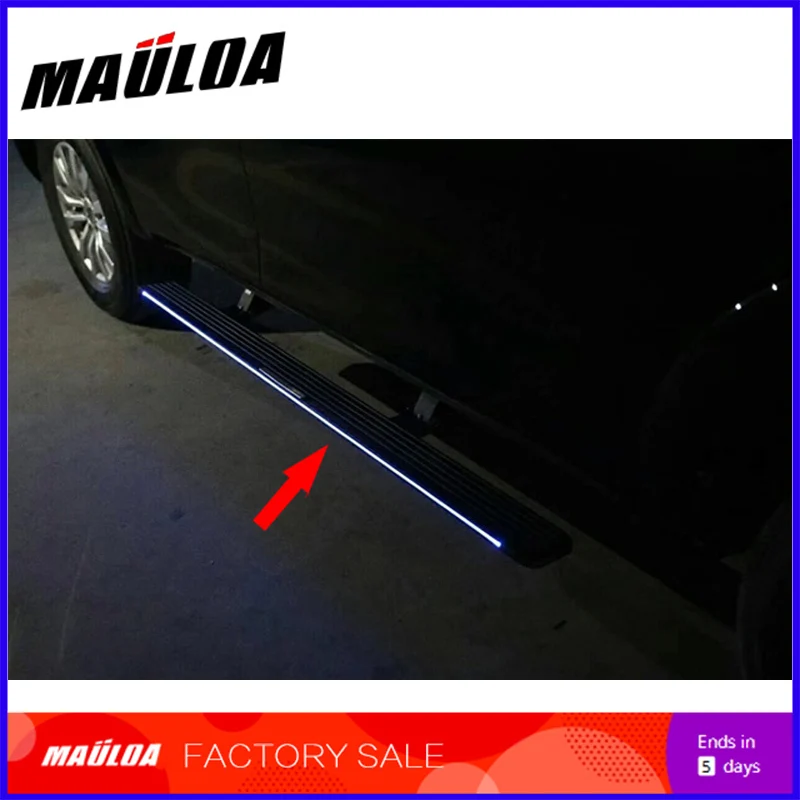 High quality aluminium alloy Automatic scaling Electric pedal side step running board with light for QX80 2013+
High quality aluminium alloy Automatic scaling Electric pedal side step running board with light for QX80 2013+
