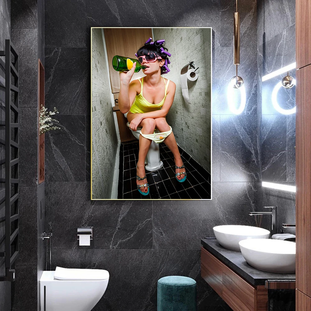 Modern Toilet Sexy Woman Canvas Painting Engraving Bar Girl Smoking And Drinking Bathroom Wall Art Picture Poster Decoration
Modern Toilet Sexy Woman Canvas Painting Engraving Bar Girl Smoking And Drinking Bathroom Wall Art Picture Poster Decoration