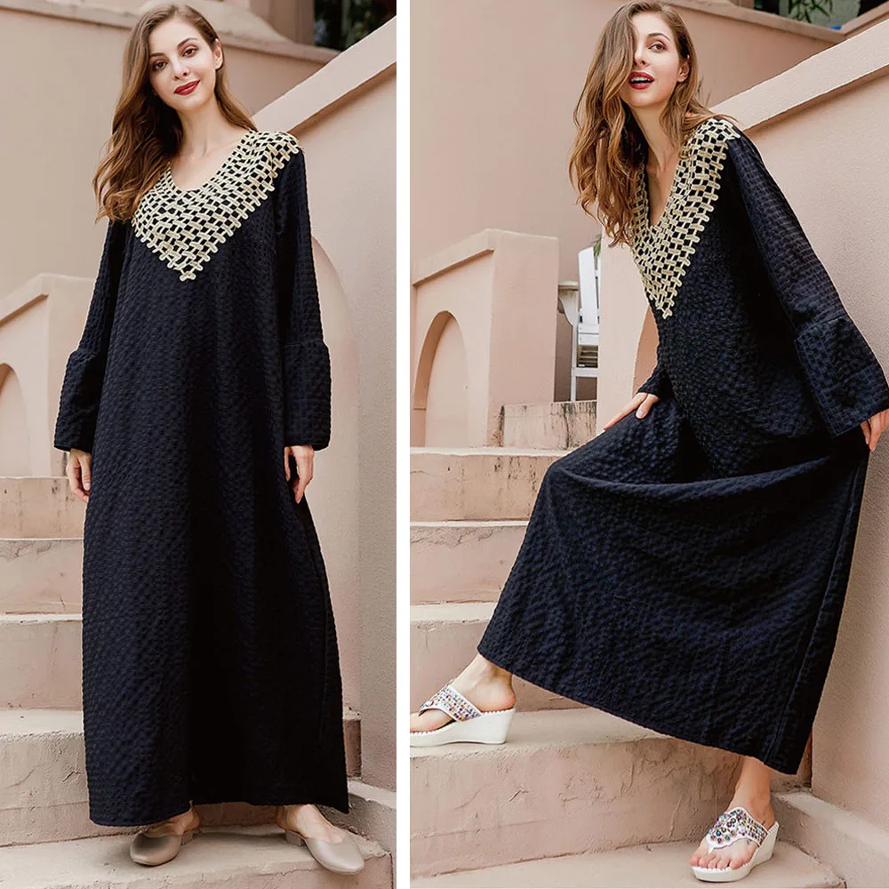 Abaya Muslim Women Kaftan Long Dress Casual Losoe Arab Turkish Dubai Ramadan Islamic Vestido V-neck Casual Spring Dress Fashion
Abaya Muslim Women Kaftan Long Dress Casual Losoe Arab Turkish Dubai Ramadan Islamic Vestido V-neck Casual Spring Dress Fashion