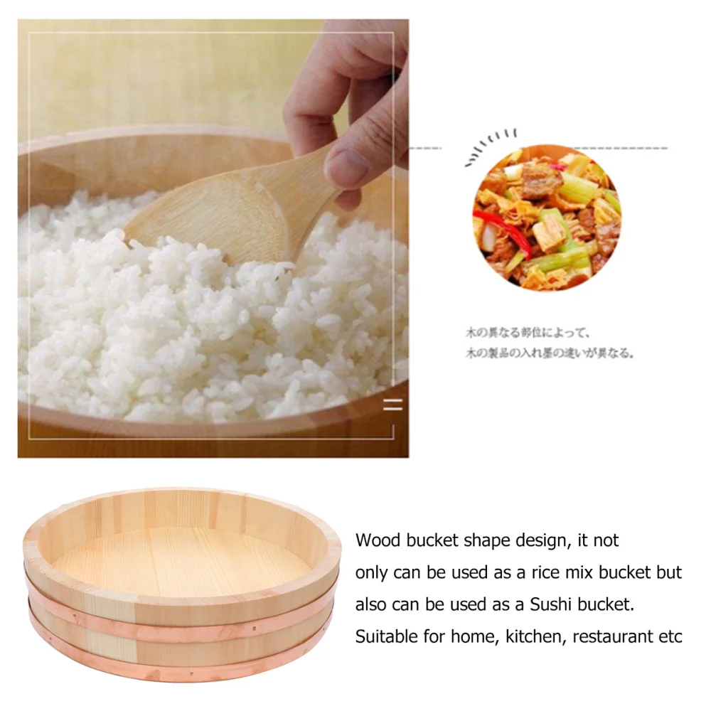 1pc Wooden Japanese Sushi Rice Bucket Korean Rice Mix Bucket (Burlywood)
1pc Wooden Japanese Sushi Rice Bucket Korean Rice Mix Bucket (Burlywood)