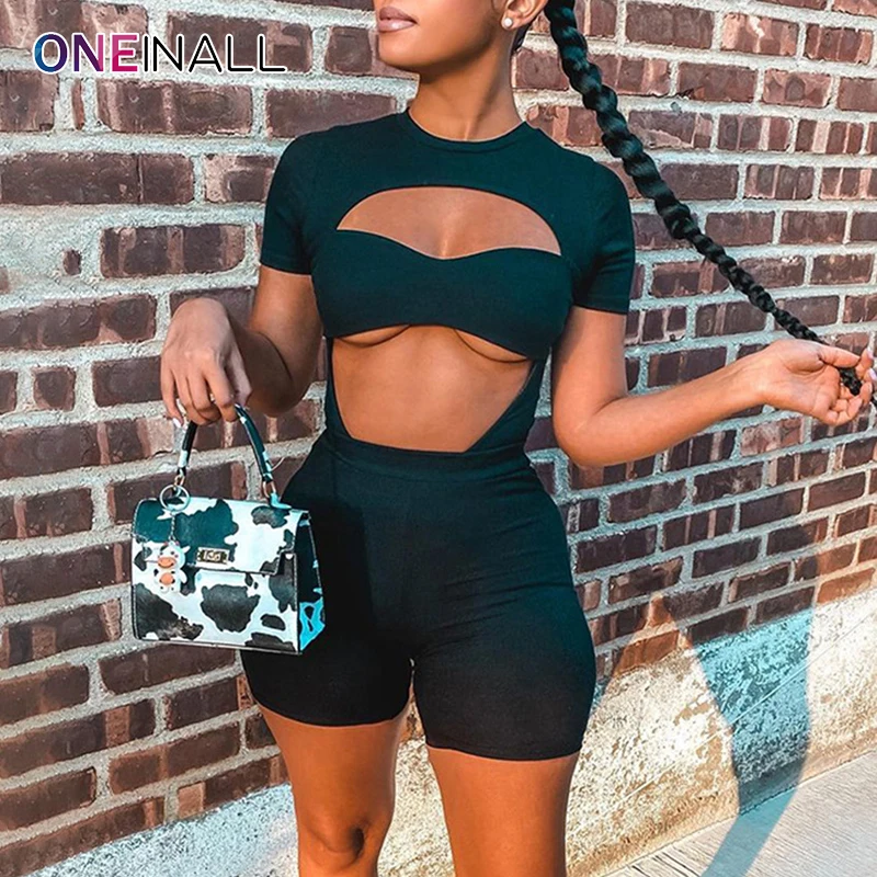 ONEINALL Sexy Two Piece Set For Women O Neck Short Sleeve Hollow Out Jumpsuit High Waist Short Pant Solid Sets Female Summer New
ONEINALL Sexy Two Piece Set For Women O Neck Short Sleeve Hollow Out Jumpsuit High Waist Short Pant Solid Sets Female Summer New