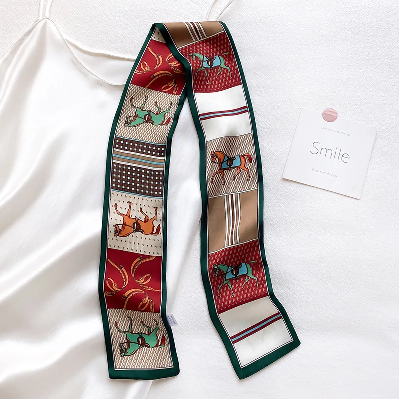 2021 Band Horse Print Scarf Women Hair Tie Kerchief Wrist Ribbons Head Neck Silk Satin Bag Scarfs Long Narrow Scarf Female
2021 Band Horse Print Scarf Women Hair Tie Kerchief Wrist Ribbons Head Neck Silk Satin Bag Scarfs Long Narrow Scarf Female