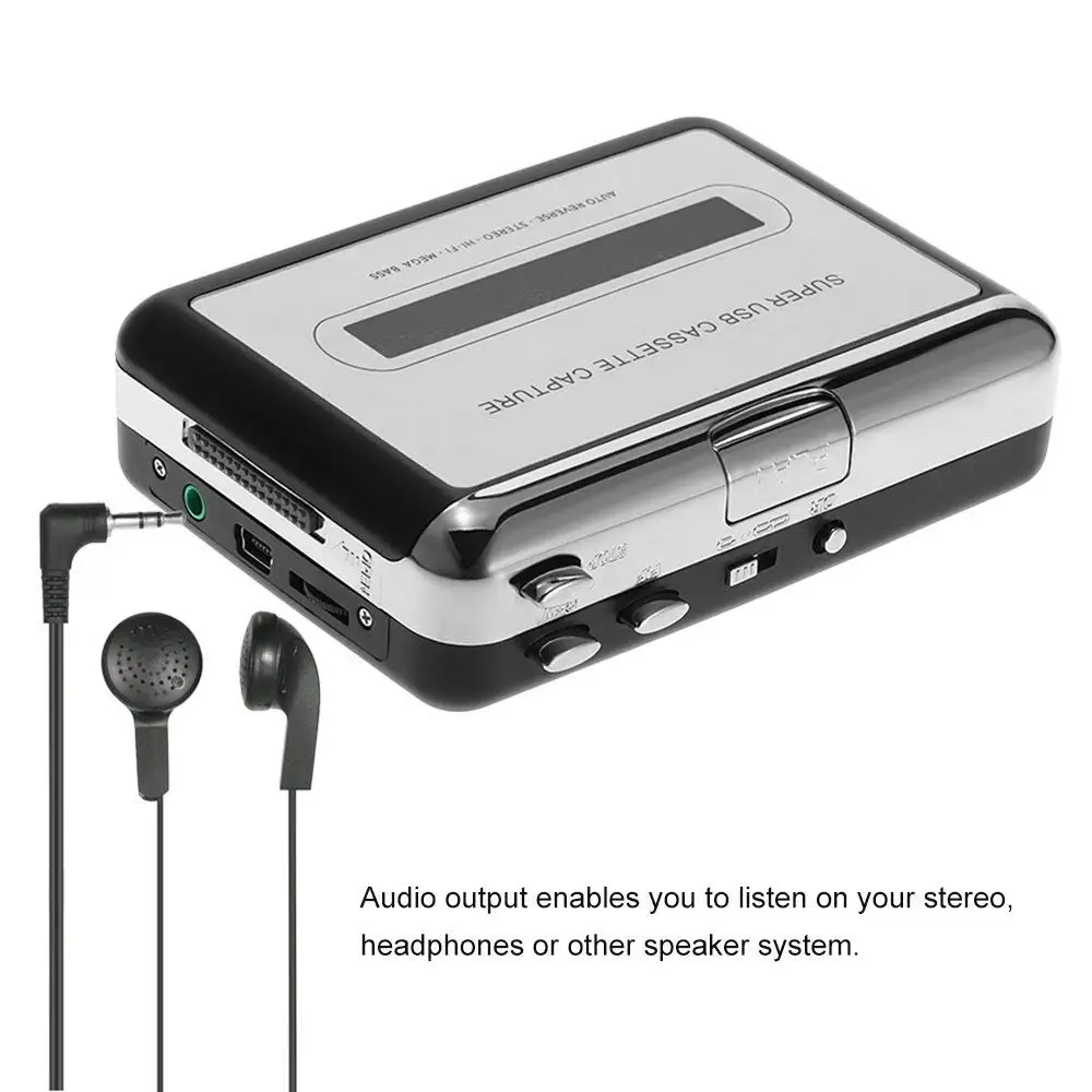 Portable Cassette Player Tape Captures Recorder via USB Compatible with laptops and PC convert tape cas | Электроника