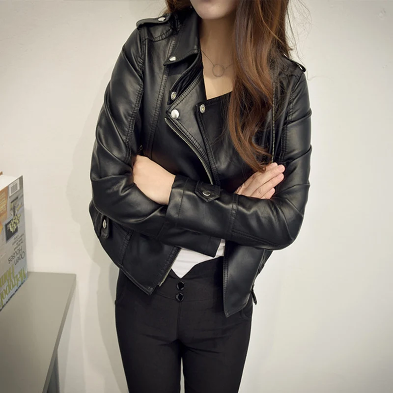 Spring Autumn Women Short Black PU Jacket Slim Fashion Motorcycle Leather Jacket Casual Wild Coat
Spring Autumn Women Short Black PU Jacket Slim Fashion Motorcycle Leather Jacket Casual Wild Coat