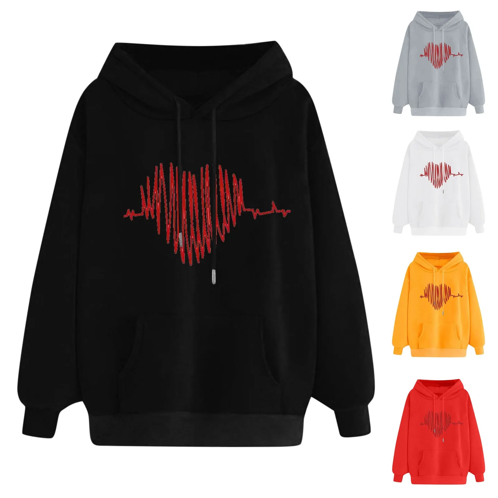 New Women Sweatshirt Hoody Ladies Hooded Heartbeat Printed Casual Pullovers Girls Long Sleeve Autumn Winter Clothes Plus Size
New Women Sweatshirt Hoody Ladies Hooded Heartbeat Printed Casual Pullovers Girls Long Sleeve Autumn Winter Clothes Plus Size
