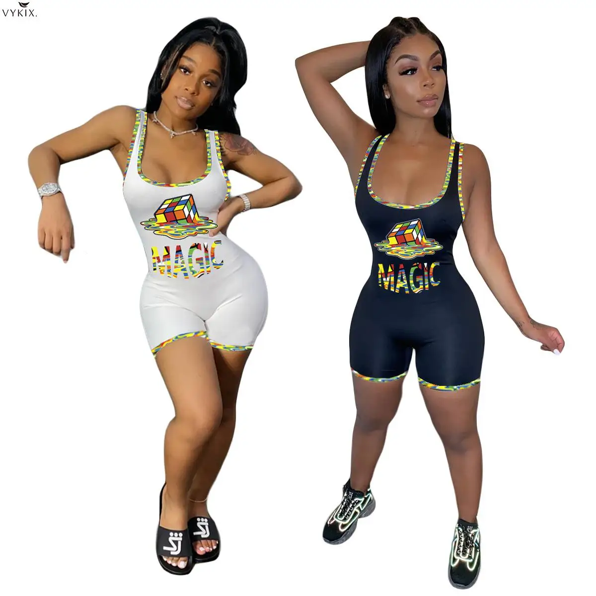Women Summer Magic Print Splicing Sleeveless Tank Bodysuits Sport Fashion Bodycon Playsuits One Piece Rompers Clubwear Overalls
Women Summer Magic Print Splicing Sleeveless Tank Bodysuits Sport Fashion Bodycon Playsuits One Piece Rompers Clubwear Overalls