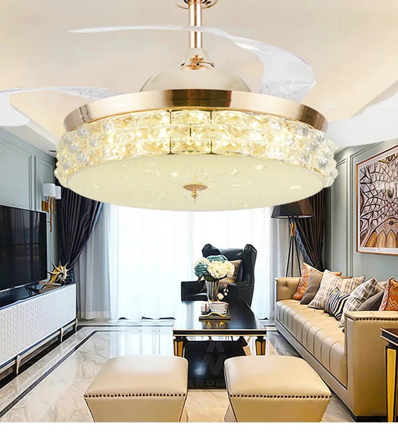 Crystal Invisible Ceiling Fan Lights Simple Fashion Modern Electric Fan Chandelier Living Room Dining Room with Led European
Crystal Invisible Ceiling Fan Lights Simple Fashion Modern Electric Fan Chandelier Living Room Dining Room with Led European