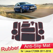 for Lexus CT200h Lexus CT 200h 2011~2018 Rubber Anti-slip Mat Door Groove Cup pad Gate slot Coaster Interior Car Accessories