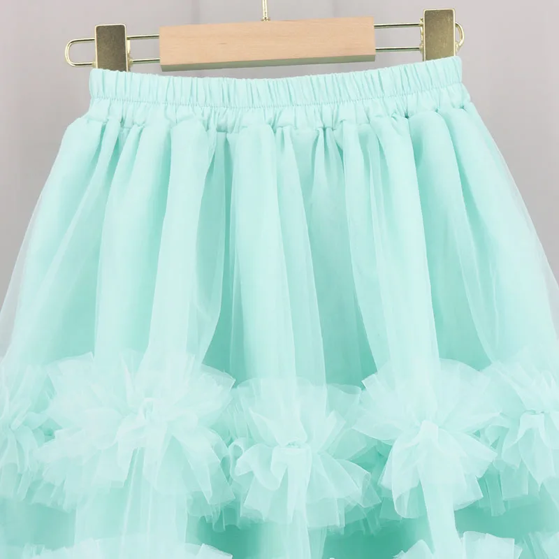 Newest 3-14Years Girls Princess Soft Tulle Skirt Children Mint Long Tutu Evening Party Gown Prom Formal Skirts | Мать и ребенок