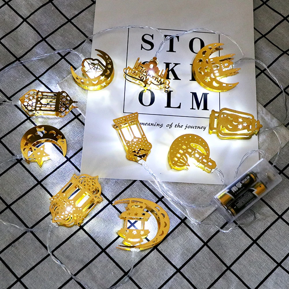 Eid Ramadan 10 LED Moon Star Light Islam Muslim Party Pendant Eid Mubarak Event String Battery Golden Lamp Home Decoration
Eid Ramadan 10 LED Moon Star Light Islam Muslim Party Pendant Eid Mubarak Event String Battery Golden Lamp Home Decoration