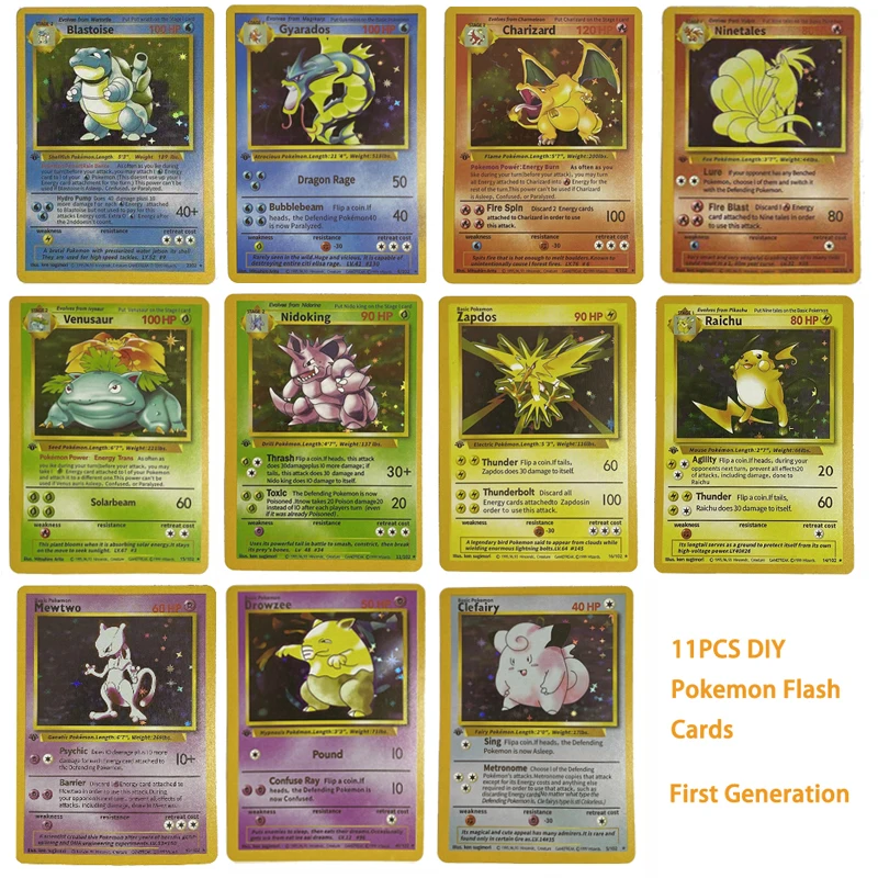 10 шт. + 1 шт. Diy Pokemon Kaarten Raichu Mew Vulpix Charizard Venusaur blastise Eerste generделовые флэш-карты коллекционные игрушки
10 шт. + 1 шт. Diy Pokemon Kaarten Raichu Mew Vulpix Charizard Venusaur blastise Eerste generделовые флэш-карты коллекционные игрушки