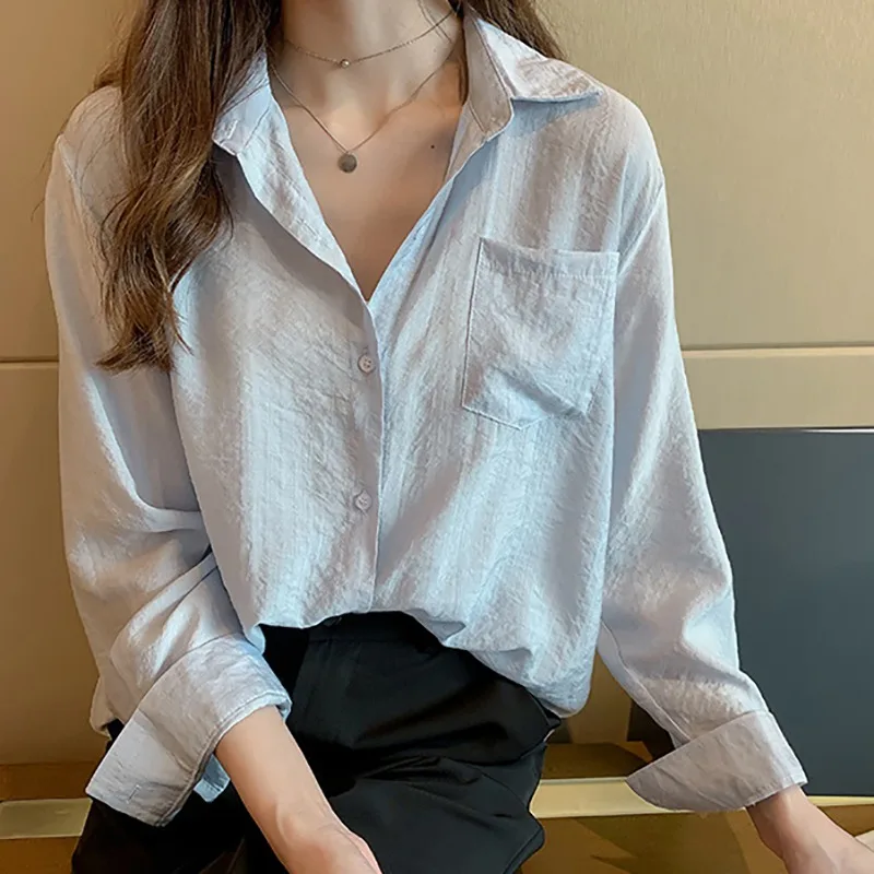 ROPALIA Autumn Solid Color Women Shirt Korean Style Loose Casual Lapel Long-sleeved Pocket Loose Blouse
ROPALIA Autumn Solid Color Women Shirt Korean Style Loose Casual Lapel Long-sleeved Pocket Loose Blouse