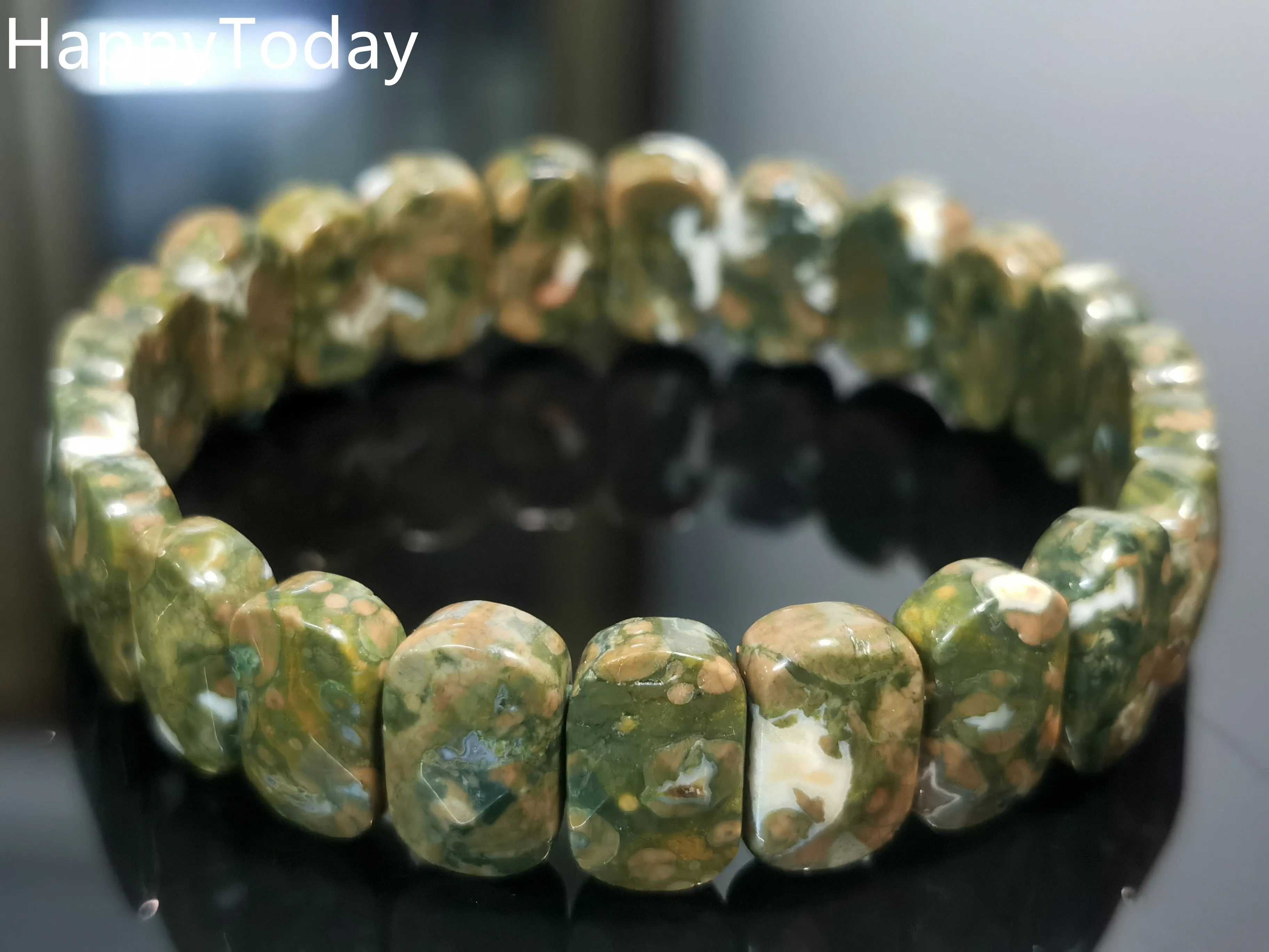 Riolite Rainforest Jasper 14x8mm The surface of the cut Exquisite bracelet
Riolite Rainforest Jasper 14x8mm The surface of the cut Exquisite bracelet