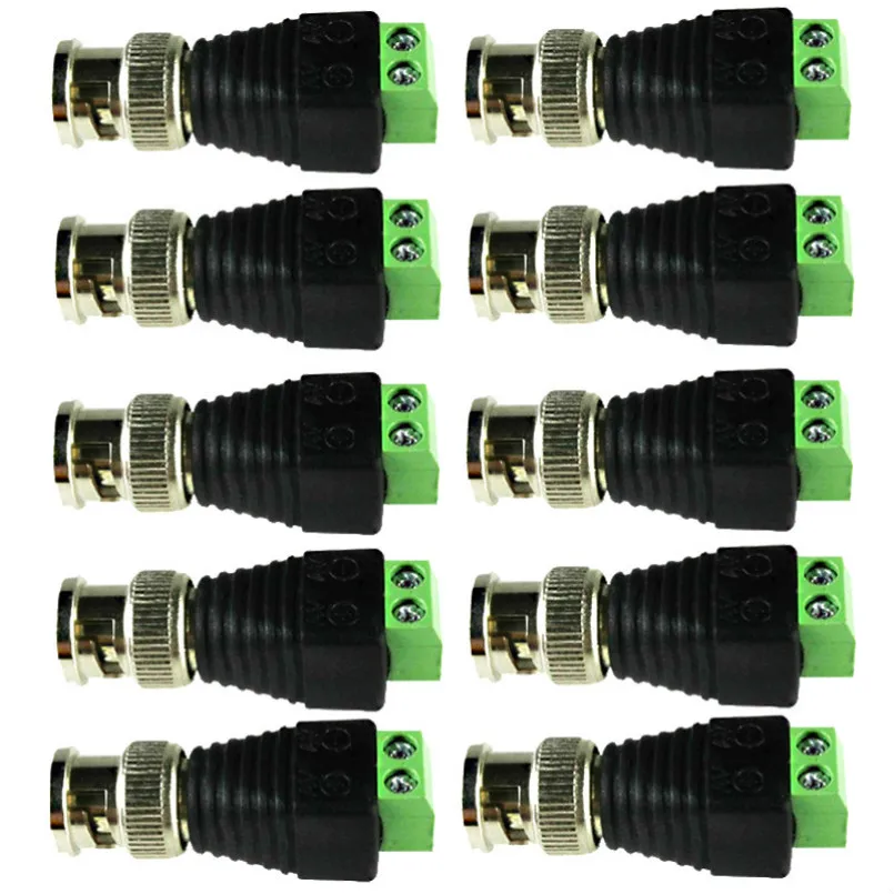 Разъемы BNC 10 шт. для AHD камеры CVI TVI видеонаблюдения коаксиальные/Cat5/Cat6