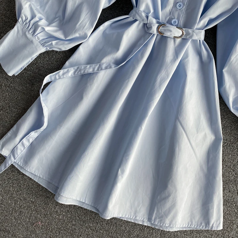 KUSAHIKI Single Breasted Stand Neck Blouse Dress Korean Belt Slim Waist Elegant Dresses Causal 2021 Spring New Vestidos 6G010
KUSAHIKI Single Breasted Stand Neck Blouse Dress Korean Belt Slim Waist Elegant Dresses Causal 2021 Spring New Vestidos 6G010