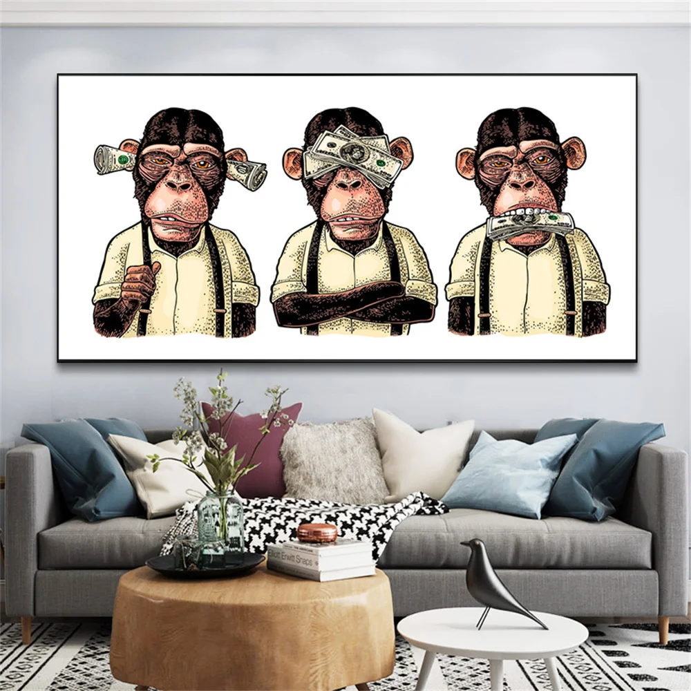 Three monkeys holding money Canvas Painting Funny Animal Posters and Prints Wall Art Picture for Living Room Home Decor Cuadros
Three monkeys holding money Canvas Painting Funny Animal Posters and Prints Wall Art Picture for Living Room Home Decor Cuadros