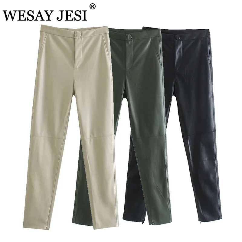WESAY JESI ZA 2021 Women's PU Skinny Trousers Sexy Retro Slim Leather Pencil Pants High Waist Buckle Zipper Street Leather Pants
WESAY JESI ZA 2021 Women's PU Skinny Trousers Sexy Retro Slim Leather Pencil Pants High Waist Buckle Zipper Street Leather Pants