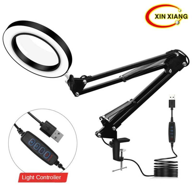 10 Times 160Mm Three-Color Led Desk Lamp Desktop Clip-On Glass Magnifying Glass Reading Beauty Tattoo Embroidery Repair
10 Times 160Mm Three-Color Led Desk Lamp Desktop Clip-On Glass Magnifying Glass Reading Beauty Tattoo Embroidery Repair