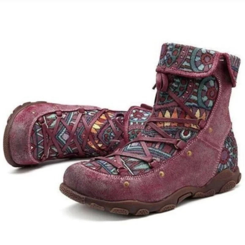 New Winter Women Boots Retro Warm Leisure Embroidery Stitching Lace Up Ankle Boots Cross-tied Comfortable Women Shoes Flat Shoes
New Winter Women Boots Retro Warm Leisure Embroidery Stitching Lace Up Ankle Boots Cross-tied Comfortable Women Shoes Flat Shoes
