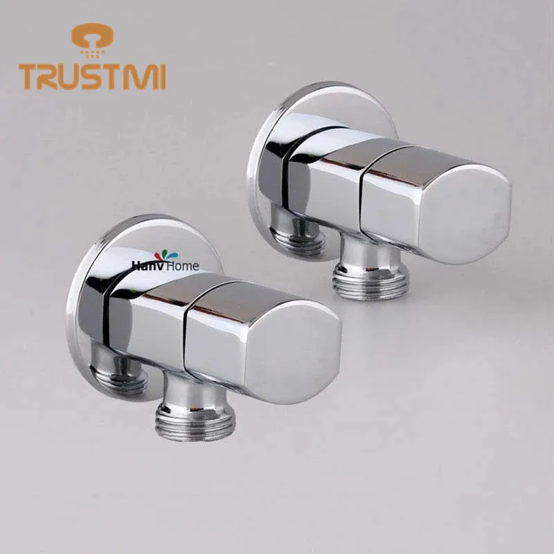 

2 PCS 1/2"Male X 1/2" Male Brass Bathroom Angle Stop Valve Chrome Finish 2 Pcs Brass Anlge Valve Bathroom Tools