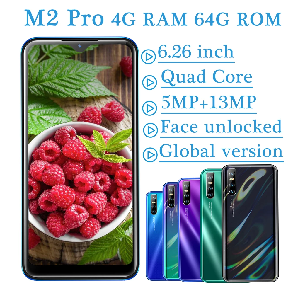 Global M2 pro 64G ROM Smartphones 4G RAM Android Mobile phone Quad Core 6.26" 13mp HD Camera Water Drop Screen Face ID Unlocked
Global M2 pro 64G ROM Smartphones 4G RAM Android Mobile phone Quad Core 6.26" 13mp HD Camera Water Drop Screen Face ID Unlocked