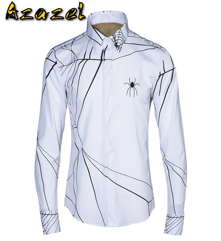 Azazel Men Shirt Luxury Gothic Spider Web Allover Printed Long Sleeve Men Shirts Plus Size 4xl Black White Slim Fit Shirts Man
Azazel Men Shirt Luxury Gothic Spider Web Allover Printed Long Sleeve Men Shirts Plus Size 4xl Black White Slim Fit Shirts Man