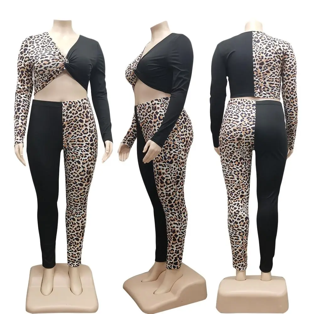 Sexy Nigtclub Style Plus Size Women Sets Fashion Leopard Printed Solid Patchwork Deep V-neck Long Sleeve Crop Tops + Pants Party
Sexy Nigtclub Style Plus Size Women Sets Fashion Leopard Printed Solid Patchwork Deep V-neck Long Sleeve Crop Tops + Pants Party