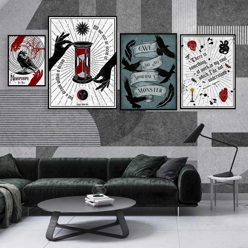 Edgar Allan Poe The Raven "Nevermore" quote illustrated poetry poster print A3: geek, reader, Gothic, Terror, Black and Red
Edgar Allan Poe The Raven "Nevermore" quote illustrated poetry poster print A3: geek, reader, Gothic, Terror, Black and Red