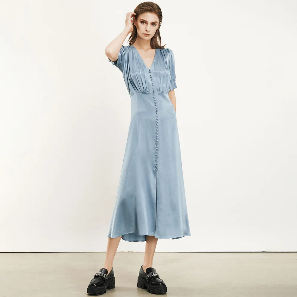 21 Summer French V neck defined waist Slim short sleeve Ruffle skirt womens clothing long dress
21 Summer French V neck defined waist Slim short sleeve Ruffle skirt womens clothing long dress